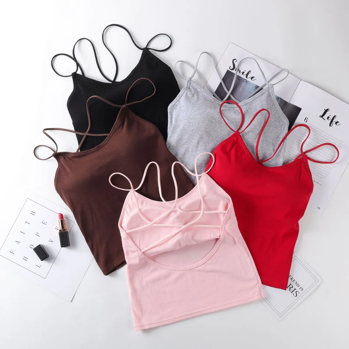 Women's Sexy Backless Crop Top Summer Camisole - Cross Straps, Short Navel, Trendy Fashion Shirt for Parties, Clubs, and Casual Wear showcase 4
