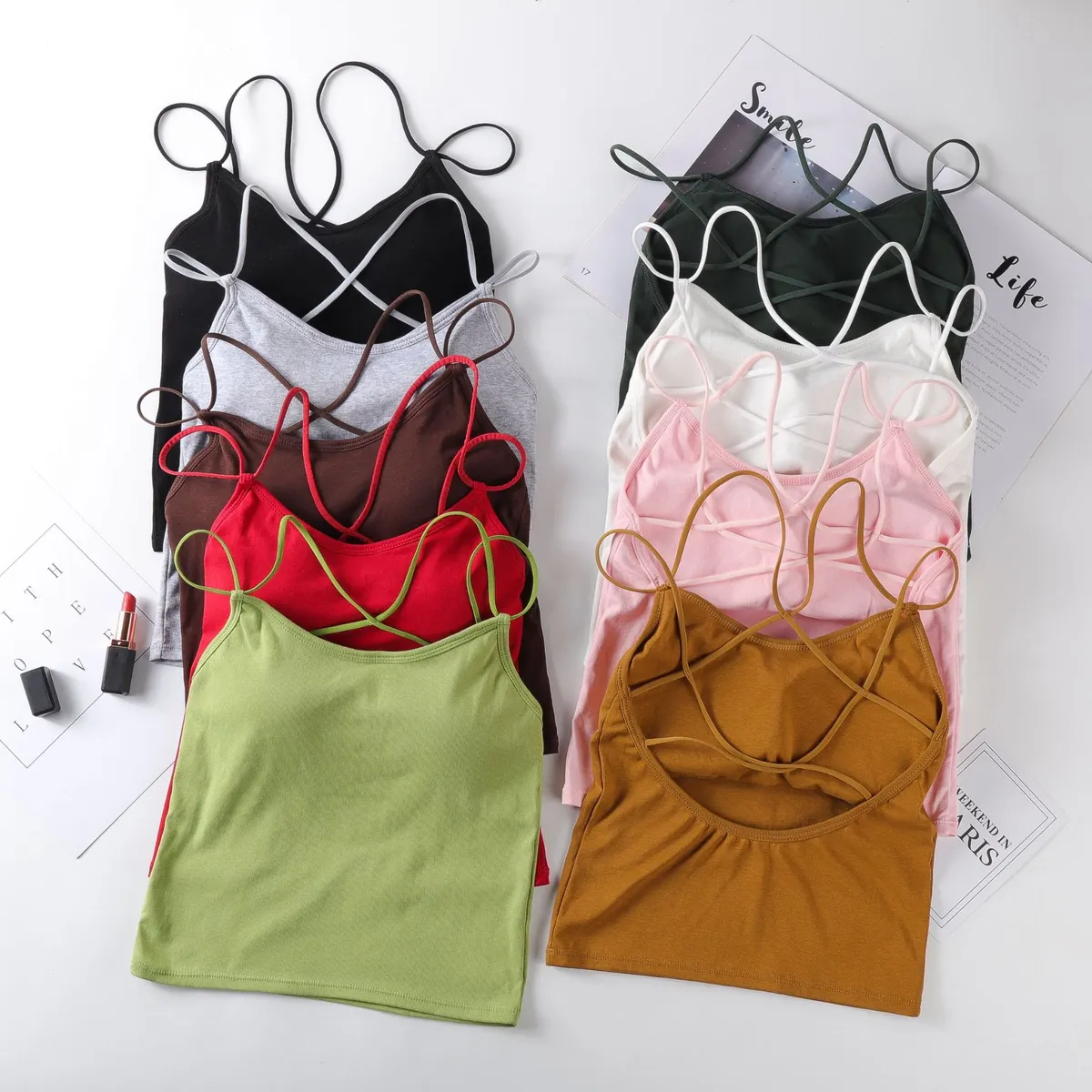 Women's Sexy Backless Crop Top Summer Camisole - Cross Straps, Short Navel, Trendy Fashion Shirt for Parties, Clubs, and Casual Wear showcase 6