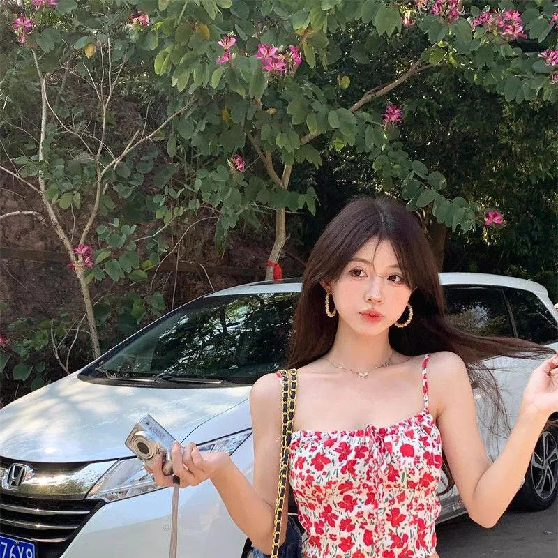 Women's Summer Floral Print Crop Top Sexy Sleeveless Camisole Inner Wear for Travel and Vacation - Image 5