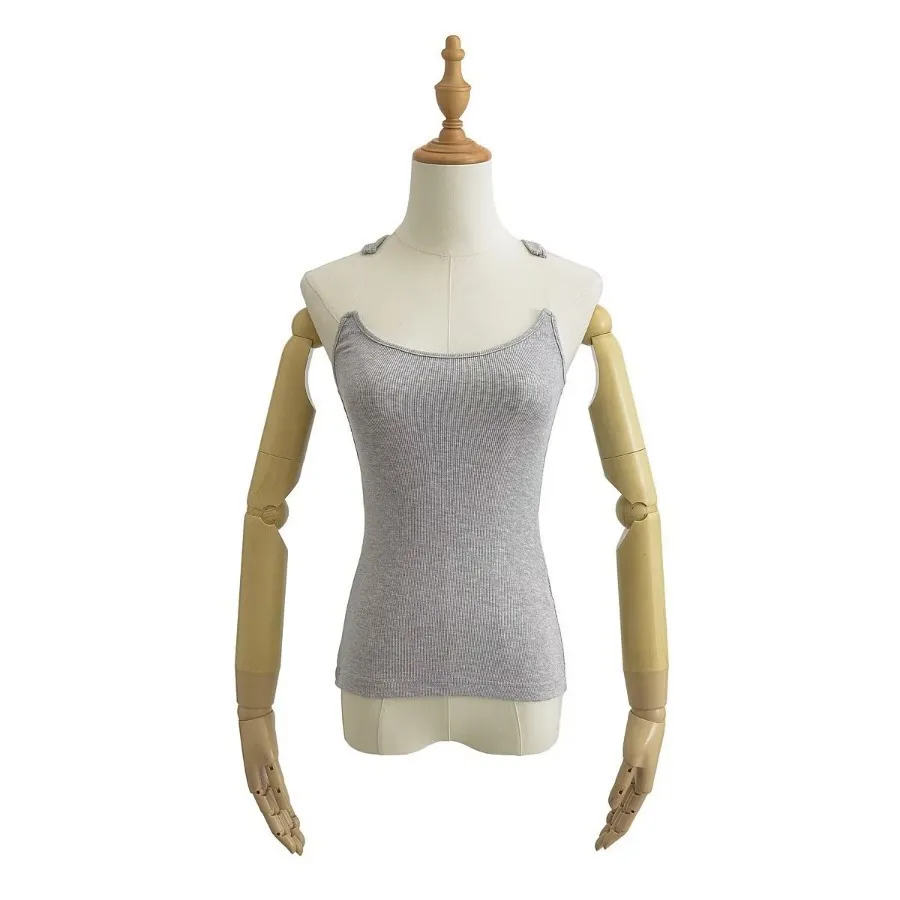 Women's Slim Fit Cropped Vest Top - Invisible Shoulder Strap, Solid Color, Summer Fashion for a Sleek Silhouette - Image 2