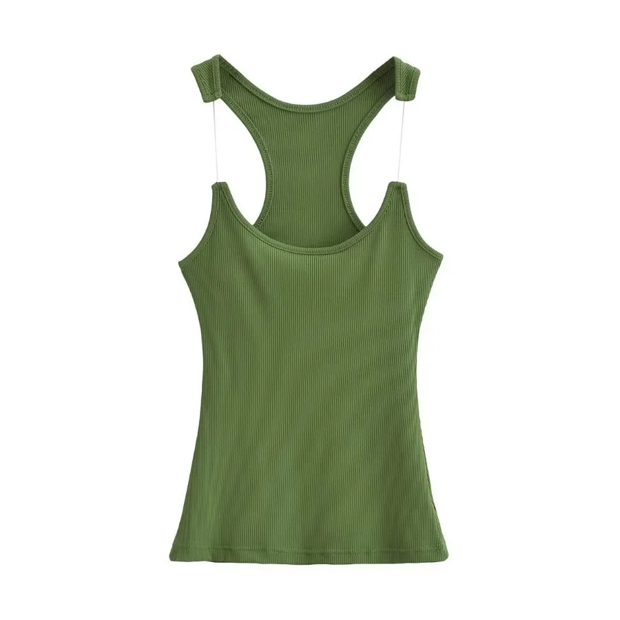 Women's Slim Fit Cropped Vest Top - Invisible Shoulder Strap, Solid Color, Summer Fashion for a Sleek Silhouette - Image 5