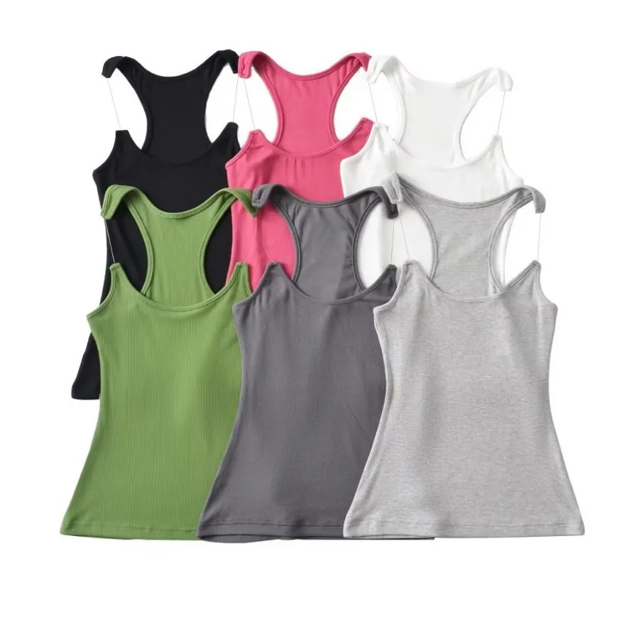 Women's Slim Fit Cropped Vest Top - Invisible Shoulder Strap, Solid Color, Summer Fashion for a Sleek Silhouette - Image 1