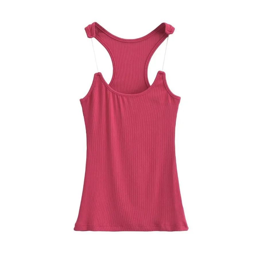 Women's Slim Fit Cropped Vest Top - Invisible Shoulder Strap, Solid Color, Summer Fashion for a Sleek Silhouette - Image 10