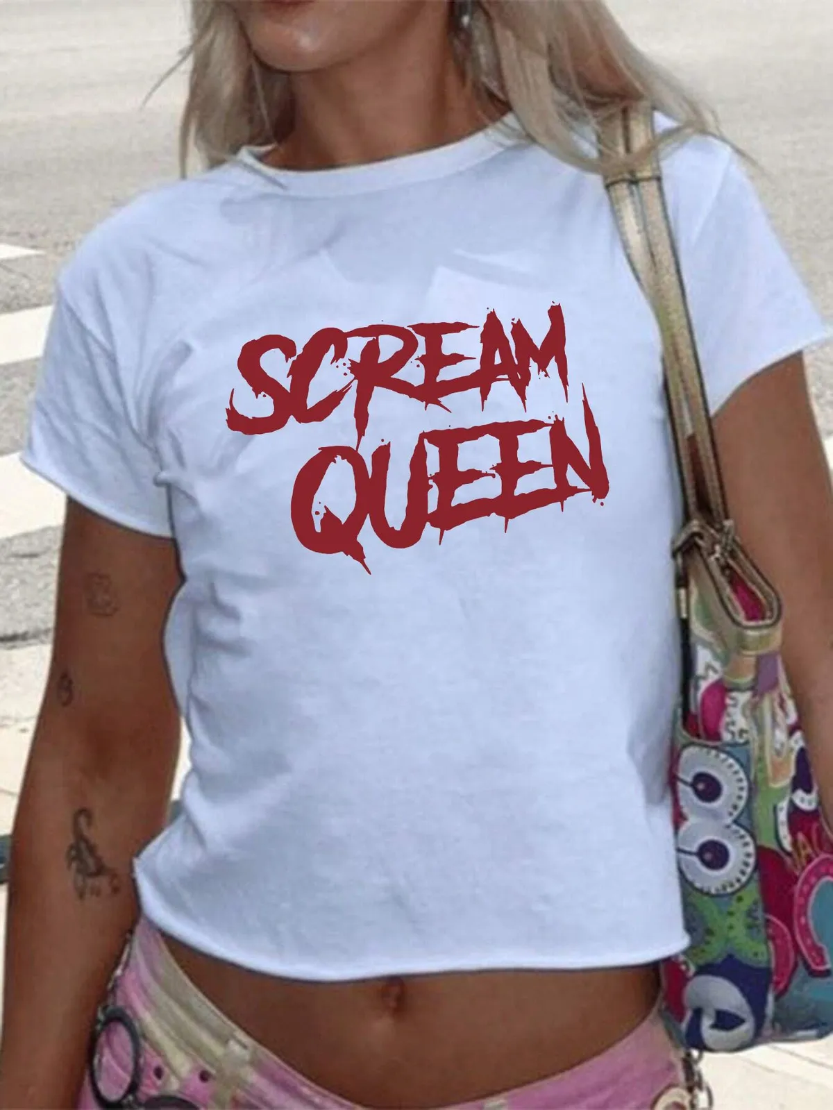 Women's Summer Slim-Fit Fashion Shoulder T-Shirt - Sweet & Stylish Streetwear Top for Ladies showcase 19