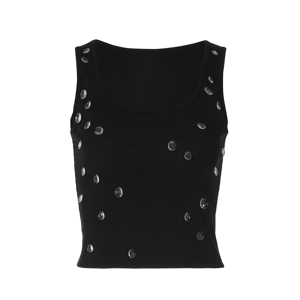 Amazon Women's 2025 Summer Fashion Sexy Slim U-Neck Beaded Vest Top - Chic Sleeveless Blouse for Stylish Ladies thumbnail 5