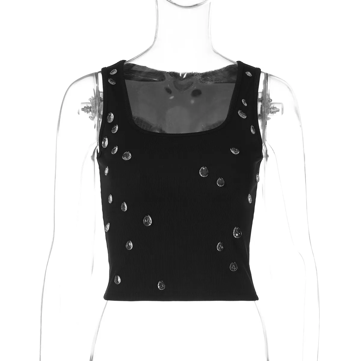 Amazon Women's 2025 Summer Fashion Sexy Slim U-Neck Beaded Vest Top - Chic Sleeveless Blouse for Stylish Ladies thumbnail 8