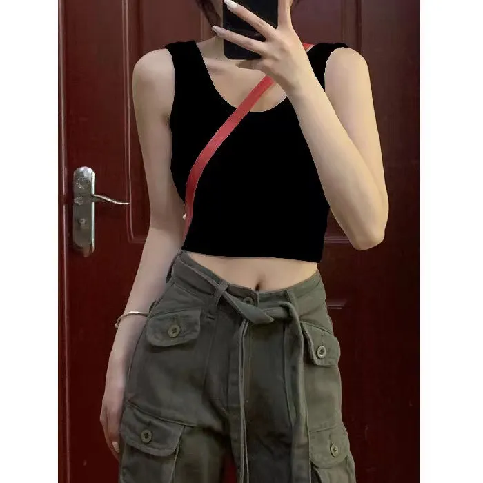 2026 Summer Women's Crop Top Camisole - Versatile Outerwear or Inner Wear, Stylish Sleeveless Design for Everyday Fashion thumbnail 3