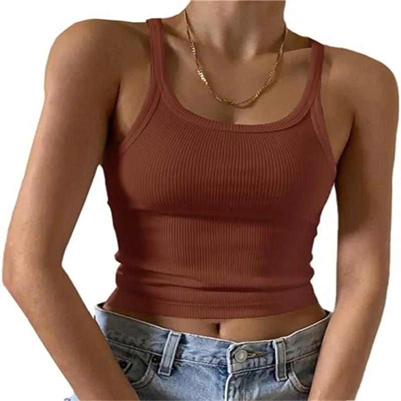 Women's Summer Milk Silk Camisole Vest - Spice Girls Style, Navel-Baring, Thin Outer Wear Top for Fashionable Ladies thumbnail 4