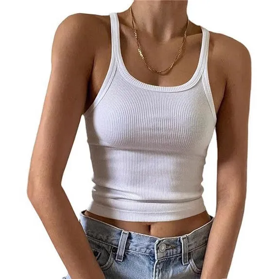 Women's Summer Milk Silk Camisole Vest - Spice Girls Style, Navel-Baring, Thin Outer Wear Top for Fashionable Ladies thumbnail 1