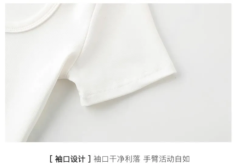 Women's Sweet U-Collar Short Sleeve T-Shirt - Trendy Summer White Top with Cropped Umbilical Design, Fashionable and Versatile for Casual Wear showcase 8