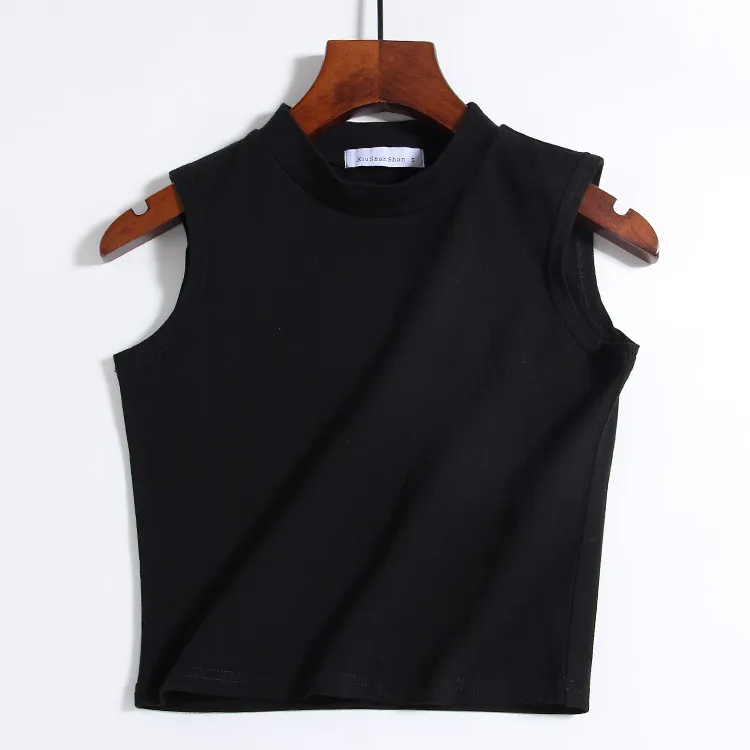 2023 Summer Women's Sleeveless Turtleneck Vest Top - Chic One-Piece Sling T-Shirt for Everyday Wear thumbnail 10