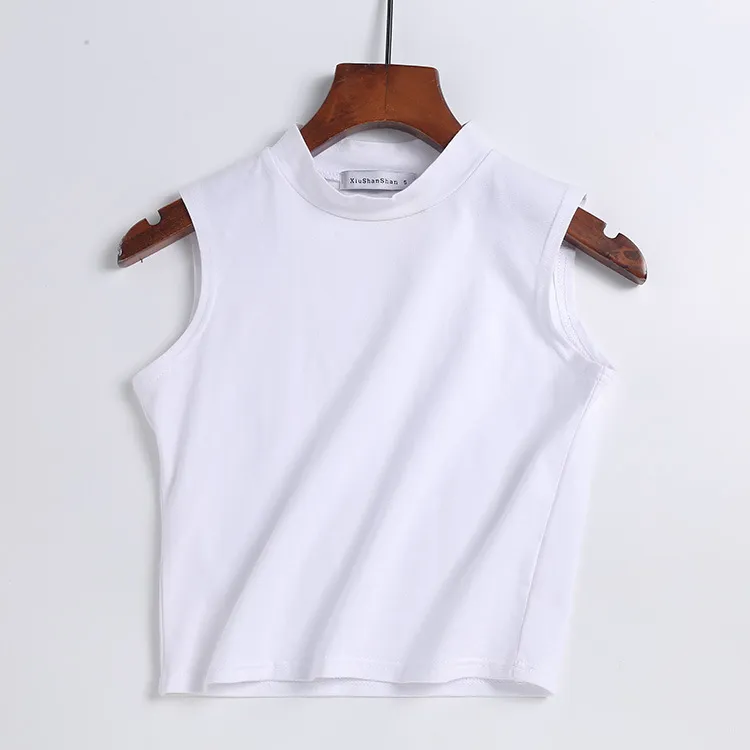 2023 Summer Women's Sleeveless Turtleneck Vest Top - Chic One-Piece Sling T-Shirt for Everyday Wear thumbnail 7