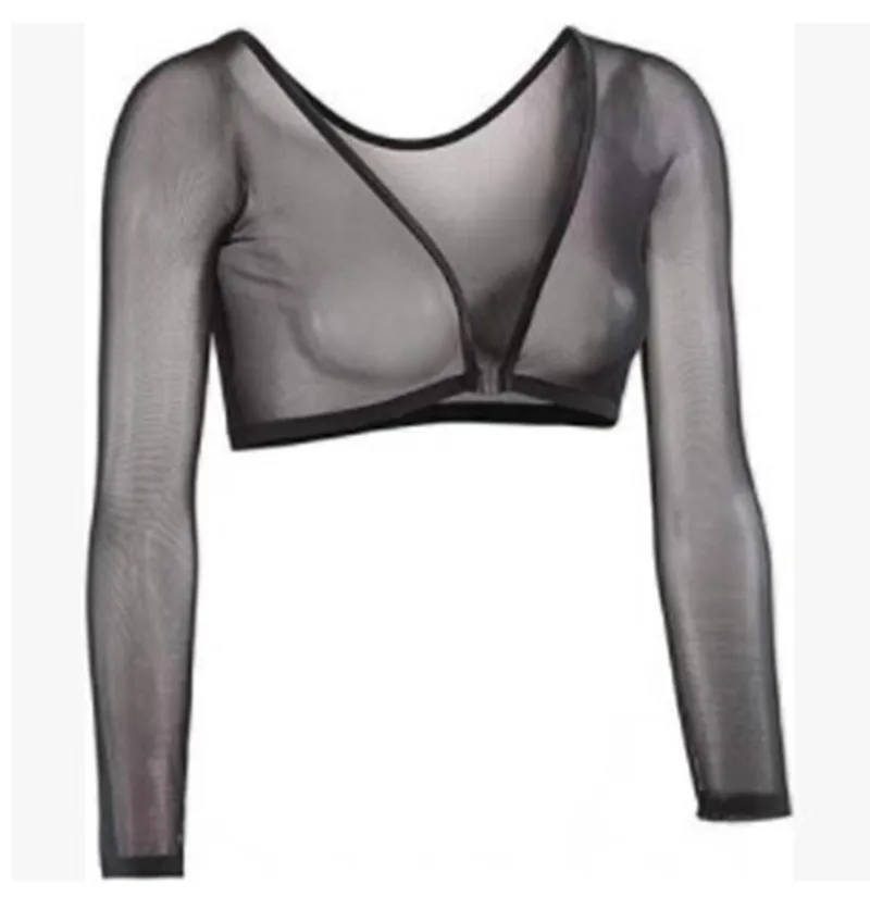 Women's Mesh Long Sleeve See-Through Crop Top - Sexy Base Layer Cardigan for Night Out showcase 10