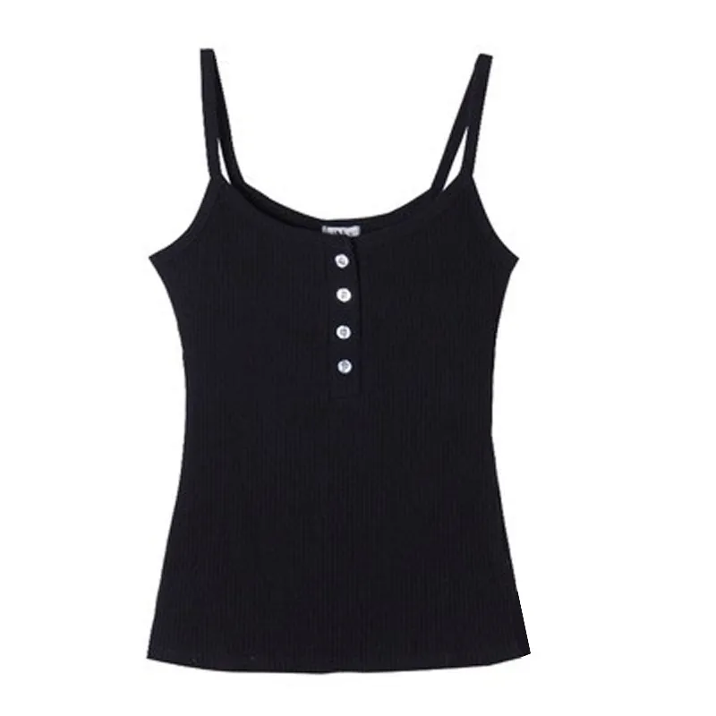 High-Quality Cotton Camisole for Women - Summer 2026 Buttoned U-Neck Backless Pure Desire Top thumbnail 5