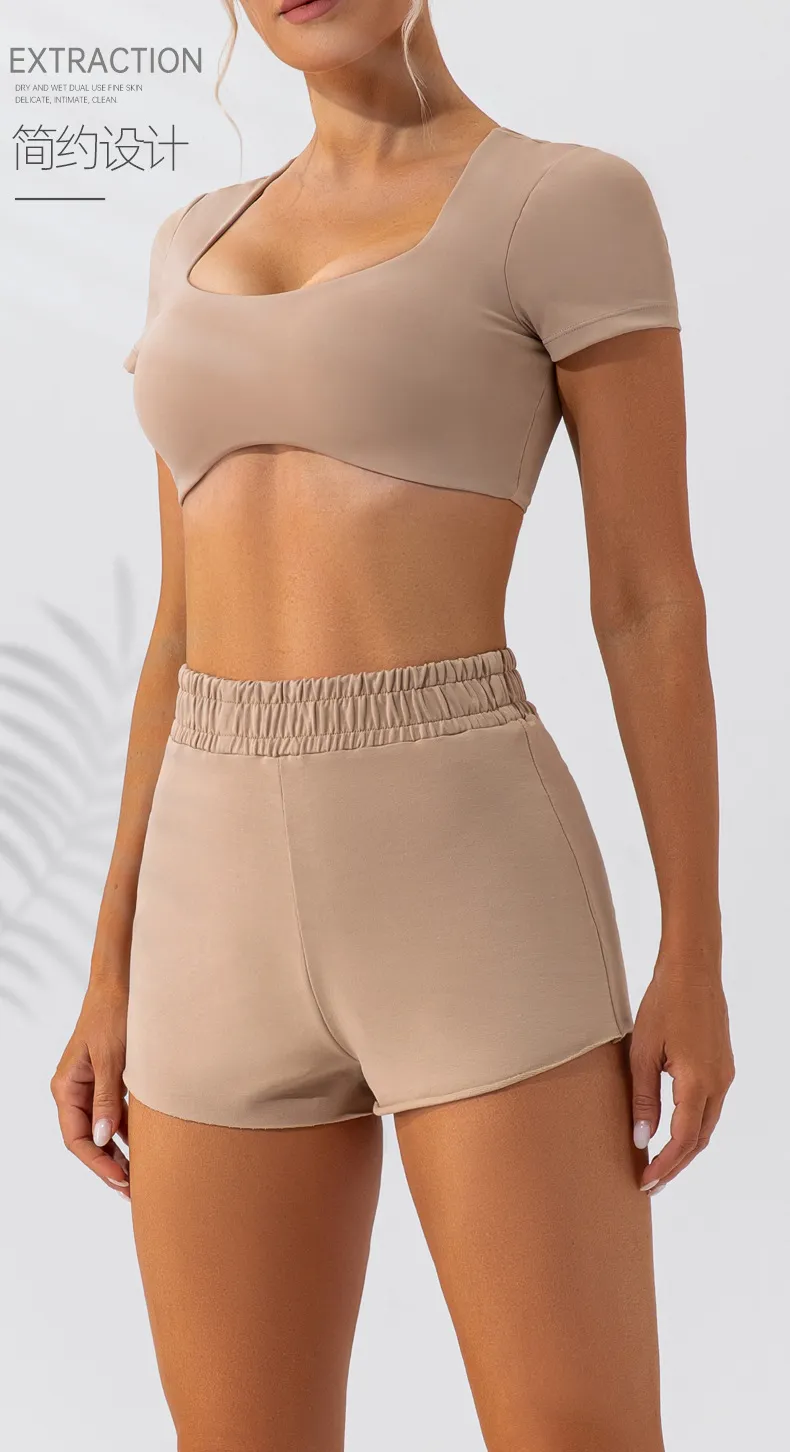 Women's Quick-Dry Yoga Top Short Sleeve Nude Fitness T-Shirt - Breathable Running Sports Crop Top for Gym & Activewear showcase 2