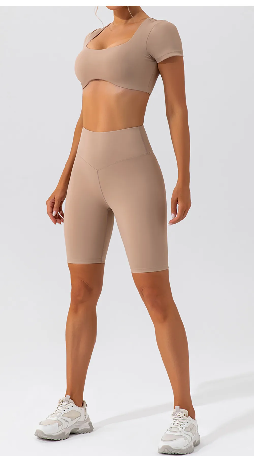 Women's Quick-Dry Yoga Top Short Sleeve Nude Fitness T-Shirt - Breathable Running Sports Crop Top for Gym & Activewear showcase 14