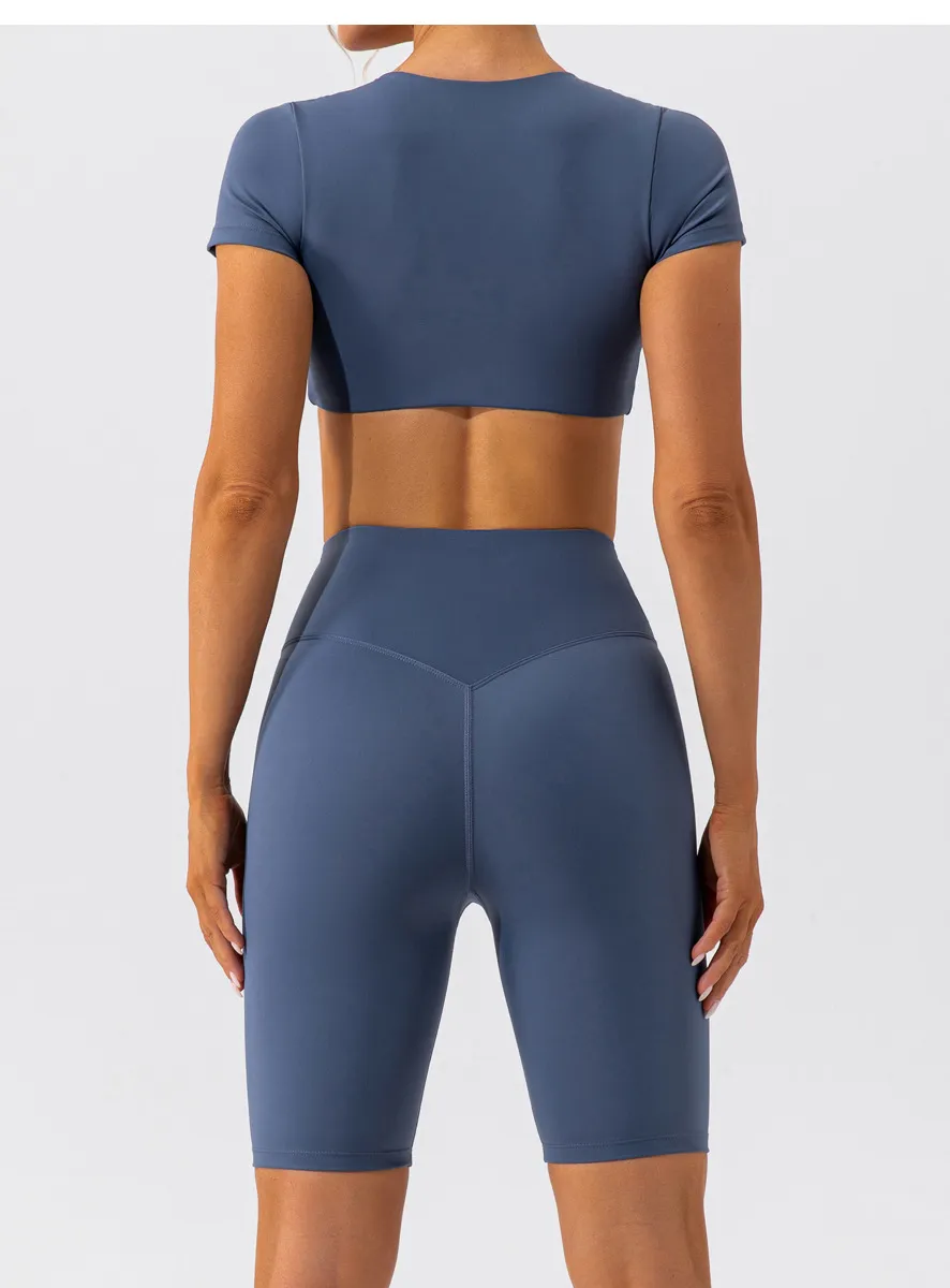 Women's Quick-Dry Yoga Top Short Sleeve Nude Fitness T-Shirt - Breathable Running Sports Crop Top for Gym & Activewear showcase 18