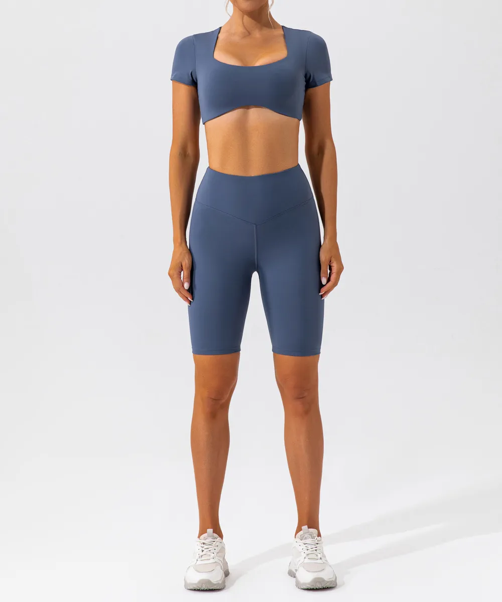 Women's Quick-Dry Yoga Top Short Sleeve Nude Fitness T-Shirt - Breathable Running Sports Crop Top for Gym & Activewear showcase 19