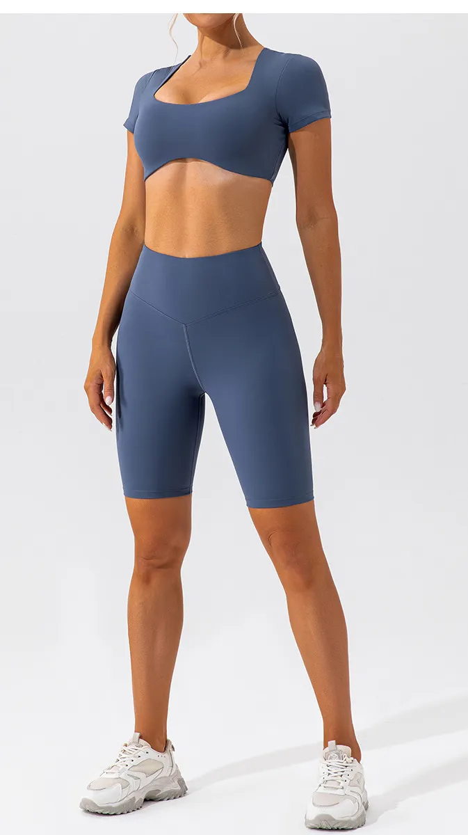 Women's Quick-Dry Yoga Top Short Sleeve Nude Fitness T-Shirt - Breathable Running Sports Crop Top for Gym & Activewear showcase 20