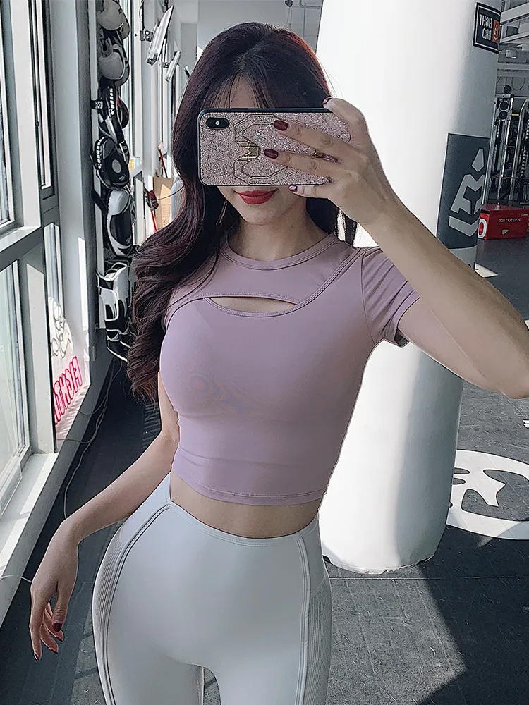 Women's Sexy Hollow-Out Sports T-Shirt Crop Top - Slim Fit Short Sleeve for Yoga, Running & Fitness thumbnail 8