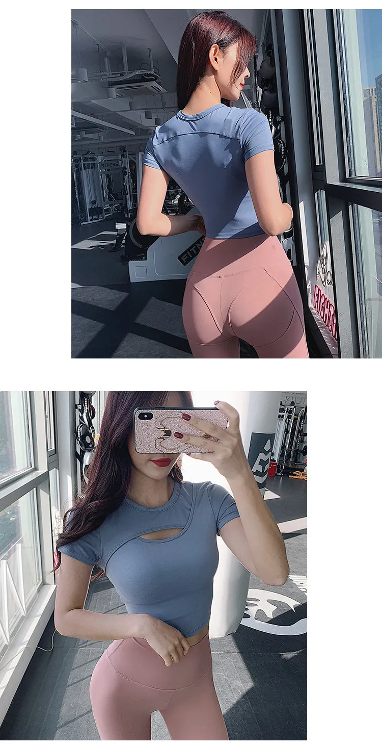 Women's Sexy Hollow-Out Sports T-Shirt Crop Top - Slim Fit Short Sleeve for Yoga, Running & Fitness showcase 7