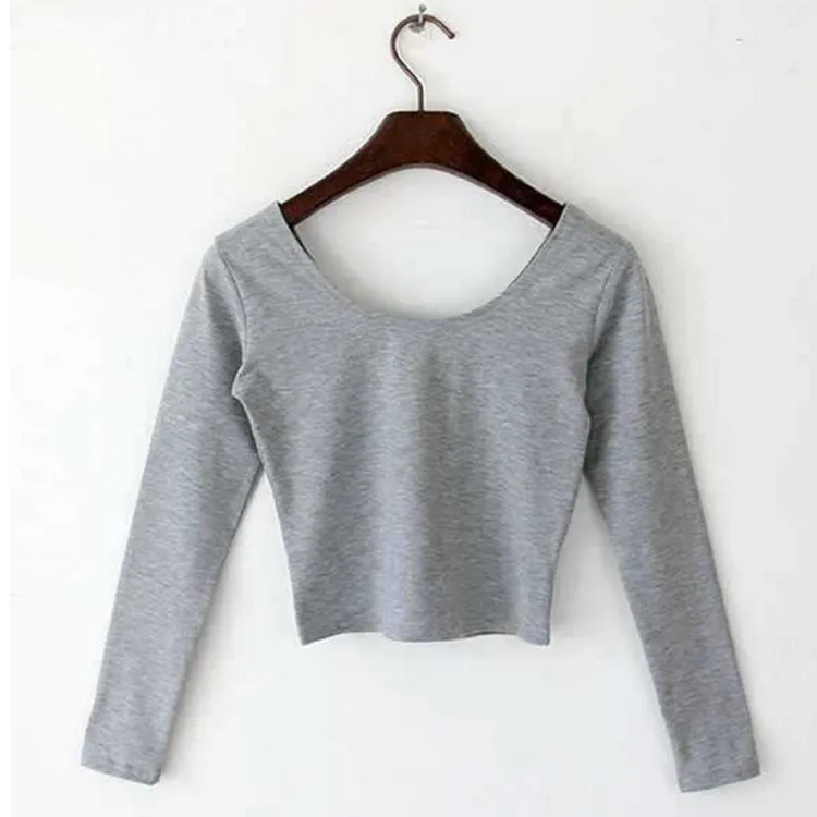 Women's Tight-Fitting Cotton Short Sleeve T-Shirt - Summer Navel-Baring High-Waisted Sports Top for Casual Wear thumbnail 10