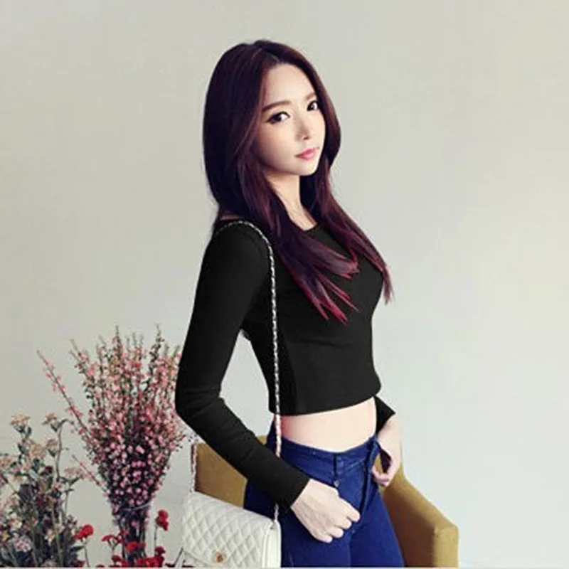 Women's Tight-Fitting Cotton Short Sleeve T-Shirt - Summer Navel-Baring High-Waisted Sports Top for Casual Wear thumbnail 4