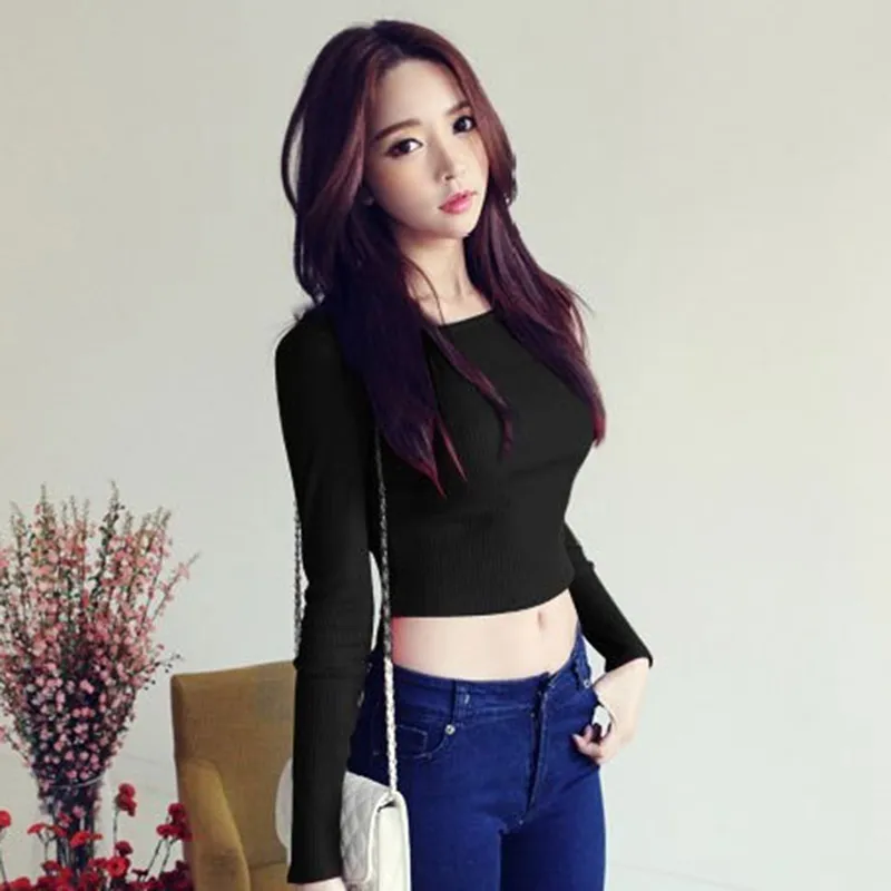 Women's Tight-Fitting Cotton Short Sleeve T-Shirt - Summer Navel-Baring High-Waisted Sports Top for Casual Wear thumbnail 1