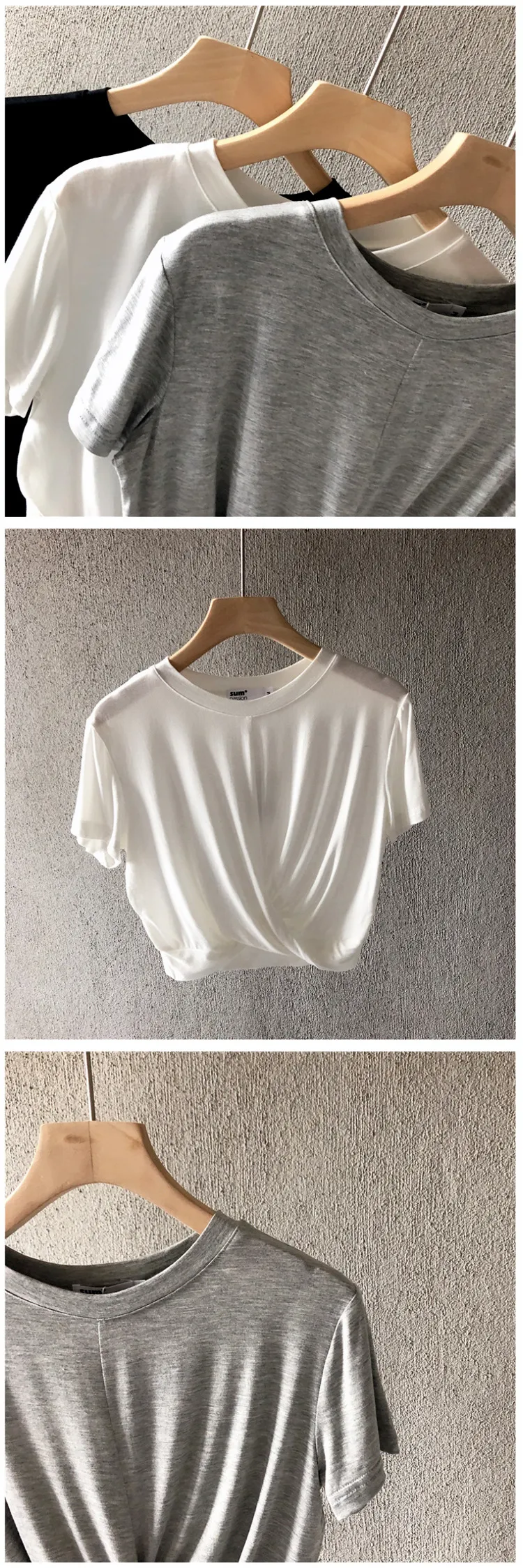 Women's Modal Knotted T-Shirt - Summer Loose Casual Short Sleeve Slimming Navel-Baring Top for Running & Yoga showcase 7