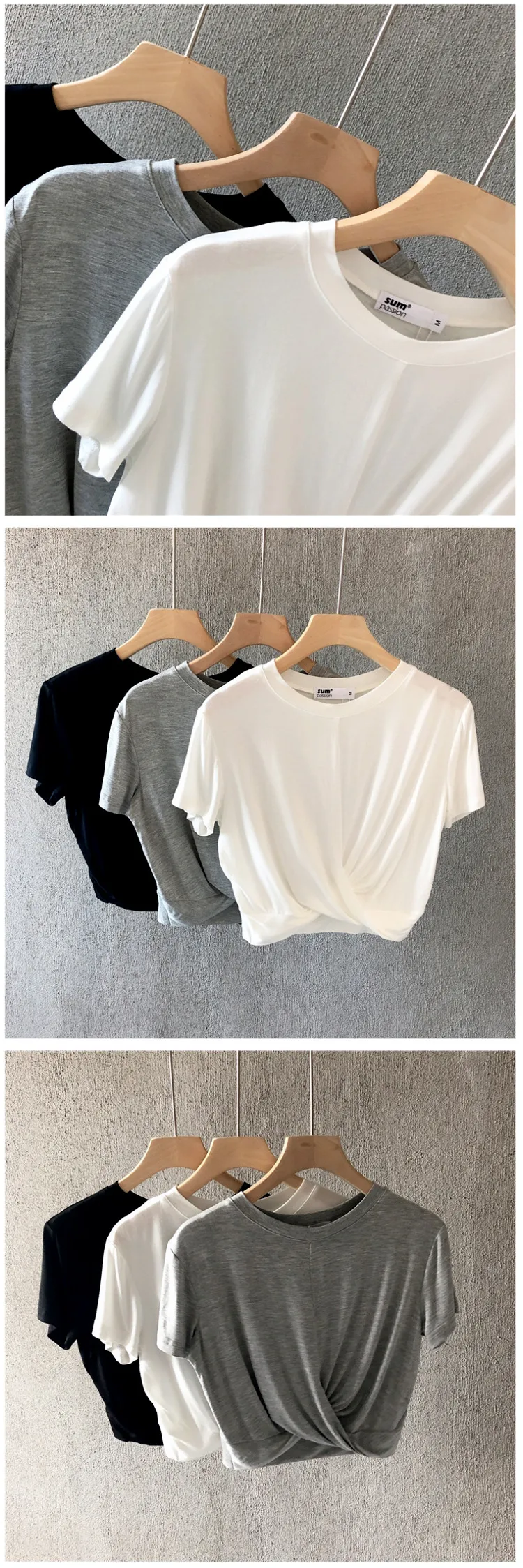Women's Modal Knotted T-Shirt - Summer Loose Casual Short Sleeve Slimming Navel-Baring Top for Running & Yoga showcase 6