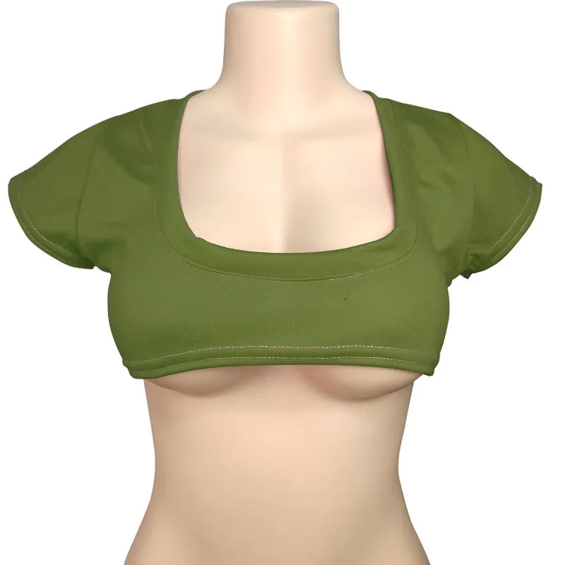 Women's Cute Japanese Style Solid Color Half-Cropped T-Shirt, Sexy Short-Sleeve Crop Top with Exposed Midriff, Breathable Fashion Tee for Summer thumbnail 4