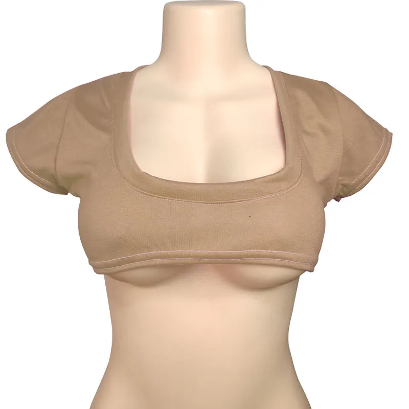 Women's Cute Japanese Style Solid Color Half-Cropped T-Shirt, Sexy Short-Sleeve Crop Top with Exposed Midriff, Breathable Fashion Tee for Summer showcase 3