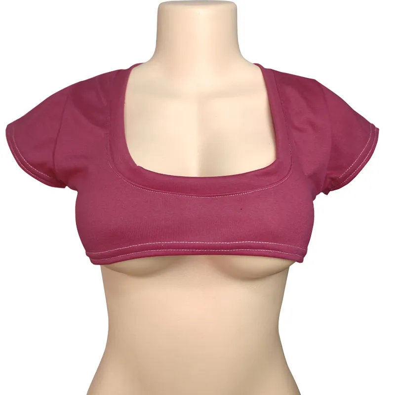 Women's Cute Japanese Style Solid Color Half-Cropped T-Shirt, Sexy Short-Sleeve Crop Top with Exposed Midriff, Breathable Fashion Tee for Summer thumbnail 7