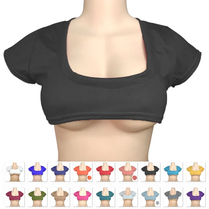 Women's Cute Japanese Style Solid Color Half-Cropped T-Shirt, Sexy Short-Sleeve Crop Top with Exposed Midriff, Breathable Fashion Tee for Summer thumbnail 1