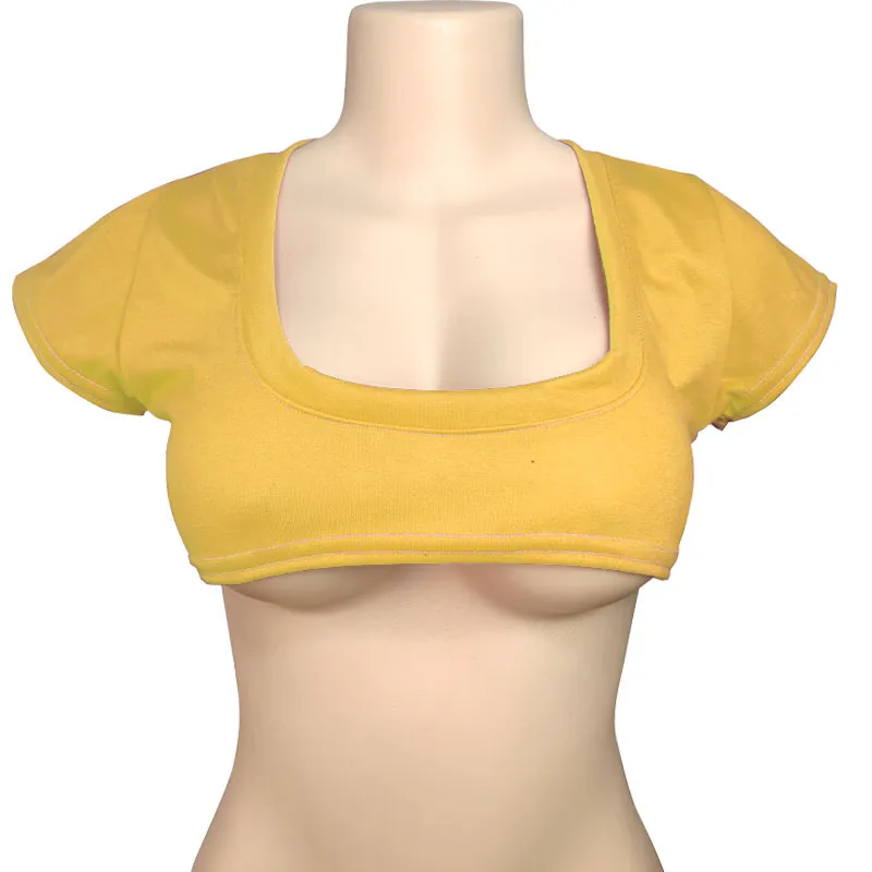 Women's Cute Japanese Style Solid Color Half-Cropped T-Shirt, Sexy Short-Sleeve Crop Top with Exposed Midriff, Breathable Fashion Tee for Summer showcase 15