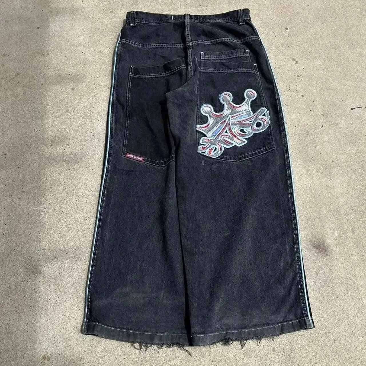 Jnco Y2K Loose Fit Jeans for Men, Hip Hop Streetwear Wide Leg Pants, Harajuku Style Denim Trousers for Urban Fashion thumbnail 10
