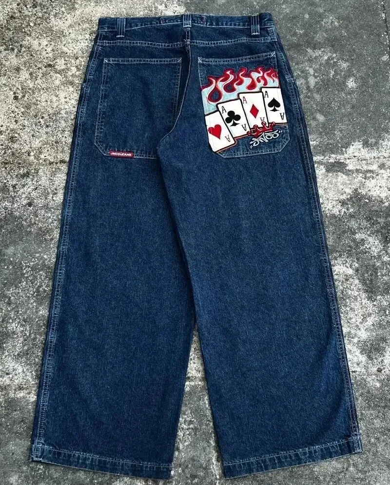 Jnco Y2K Loose Fit Jeans for Men, Hip Hop Streetwear Wide Leg Pants, Harajuku Style Denim Trousers for Urban Fashion showcase 4