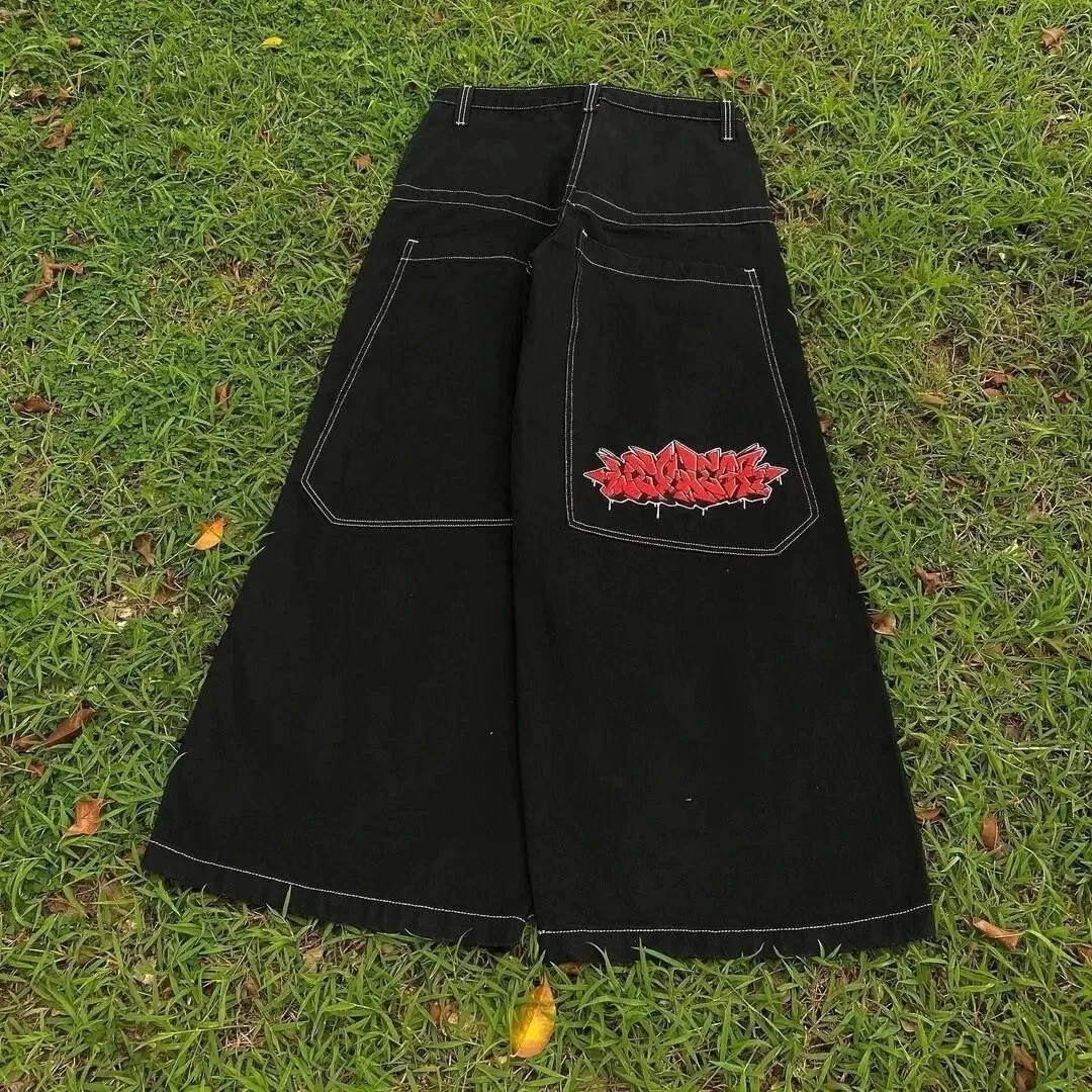Jnco Y2K Loose Fit Jeans for Men, Hip Hop Streetwear Wide Leg Pants, Harajuku Style Denim Trousers for Urban Fashion thumbnail 7