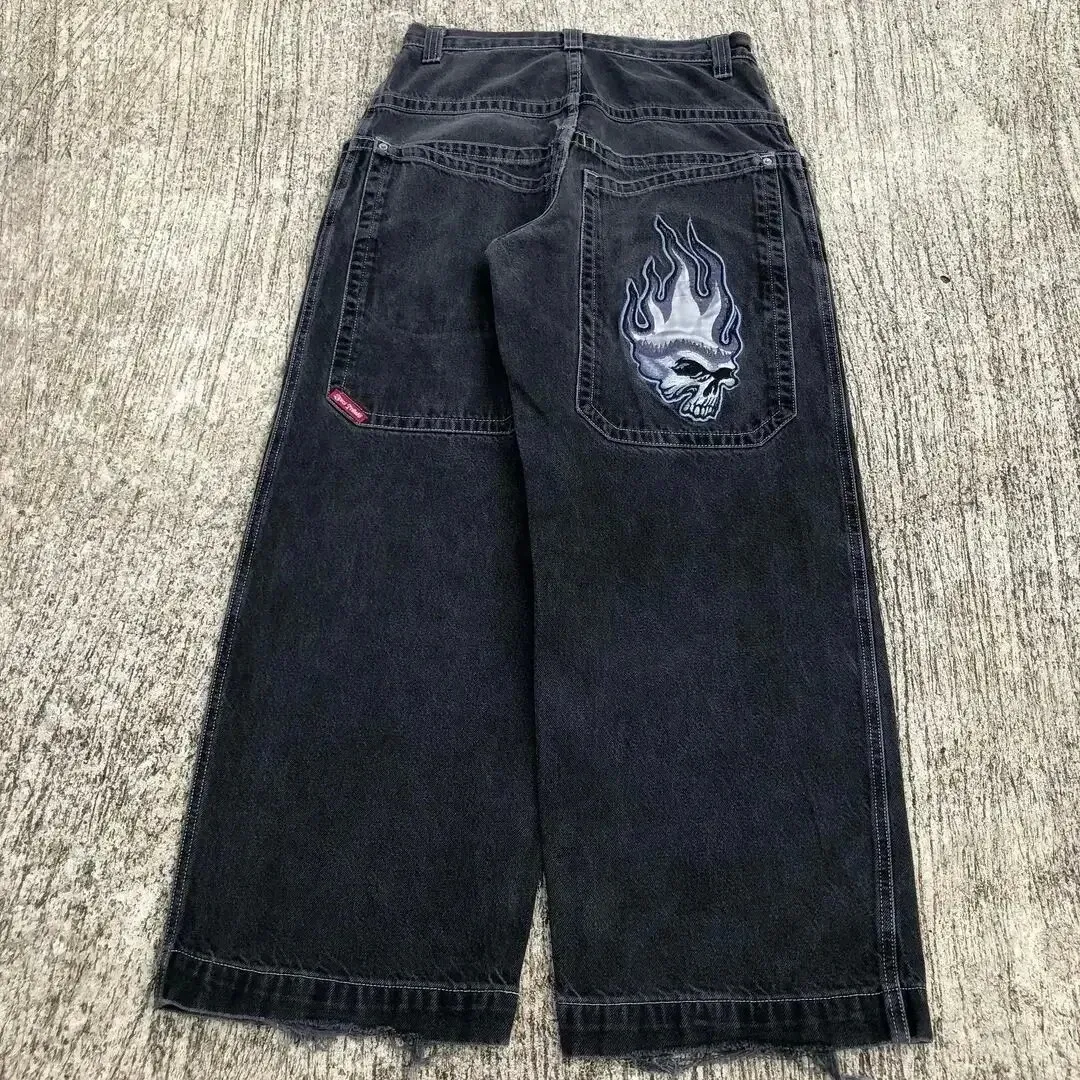 Jnco Y2K Loose Fit Jeans for Men, Hip Hop Streetwear Wide Leg Pants, Harajuku Style Denim Trousers for Urban Fashion showcase 2