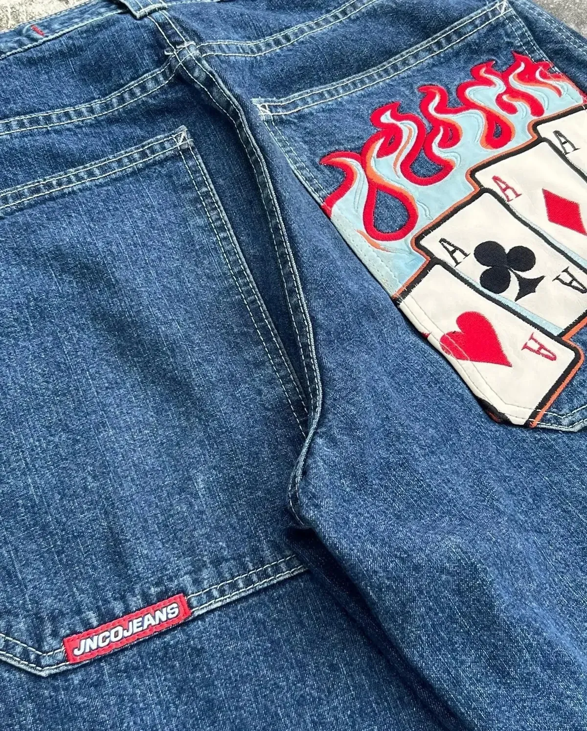 Jnco Y2K Loose Fit Jeans for Men, Hip Hop Streetwear Wide Leg Pants, Harajuku Style Denim Trousers for Urban Fashion showcase 9