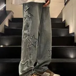Men's Straight Leg Denim Pants - Loose Fit Wide Leg Jeans for Autumn/Winter Fashion, American High Street Style - Image 9