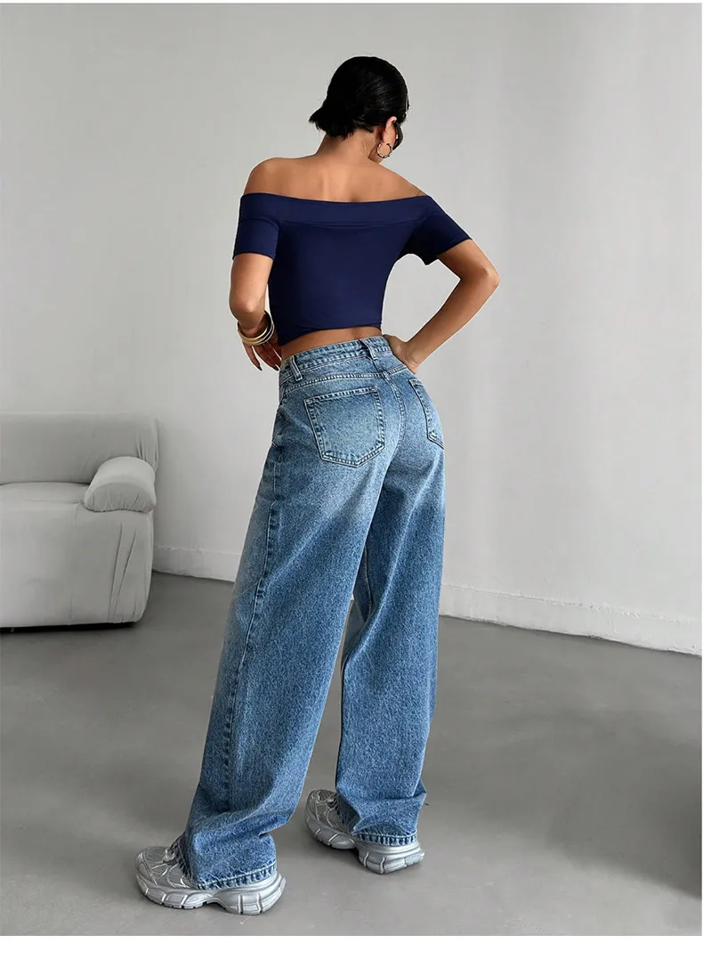 Women's Fashion Stretch Jeans - Low-Waist Loose Fit Trendy Denim Pants for a Stylish European & American Look showcase 7