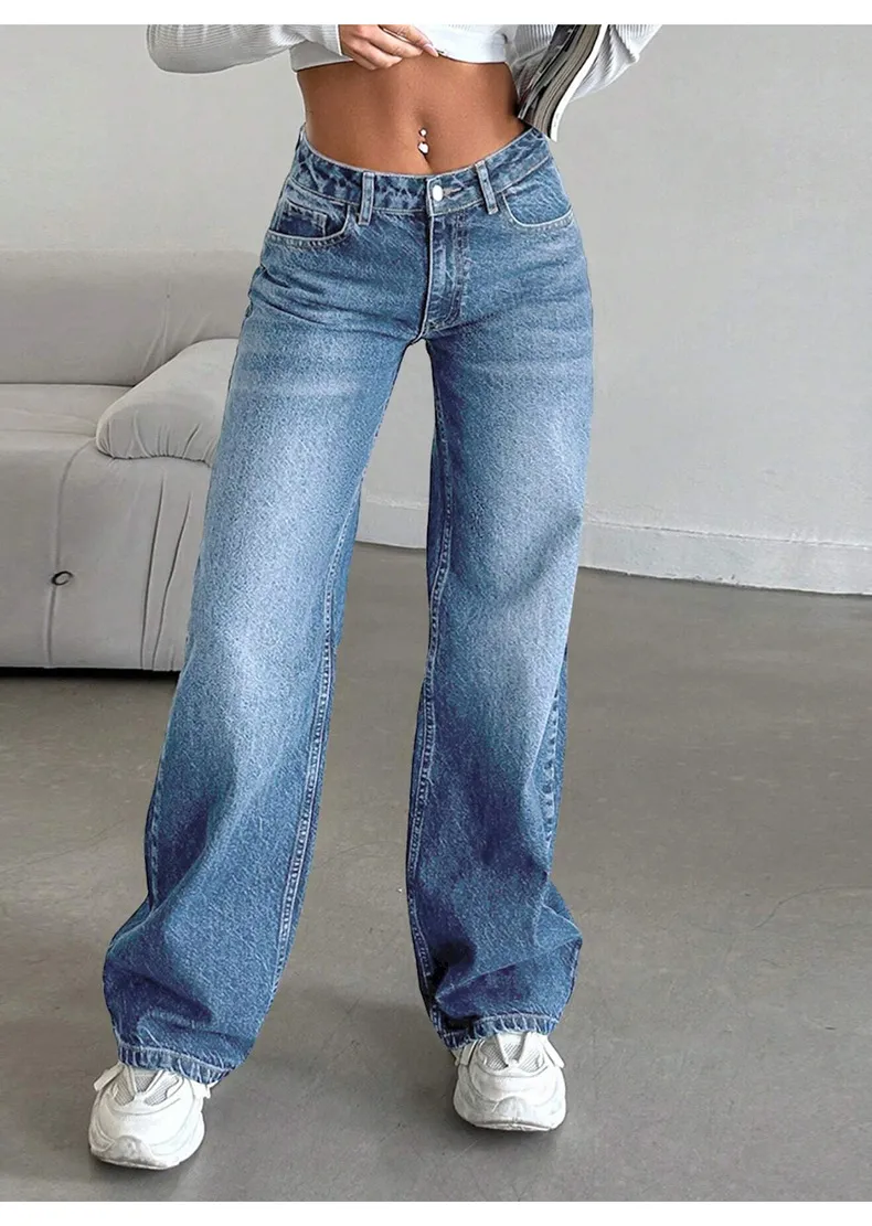 Women's Fashion Stretch Jeans - Low-Waist Loose Fit Trendy Denim Pants for a Stylish European & American Look showcase 9