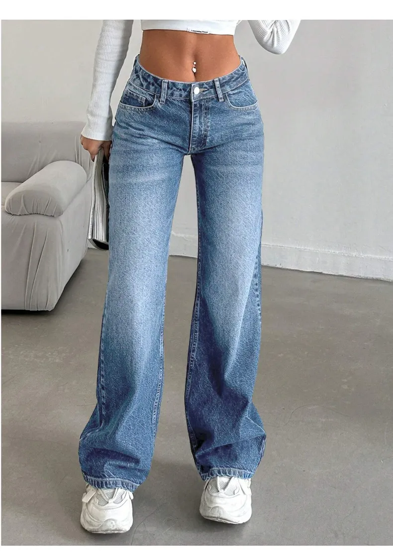 Women's Fashion Stretch Jeans - Low-Waist Loose Fit Trendy Denim Pants for a Stylish European & American Look showcase 4