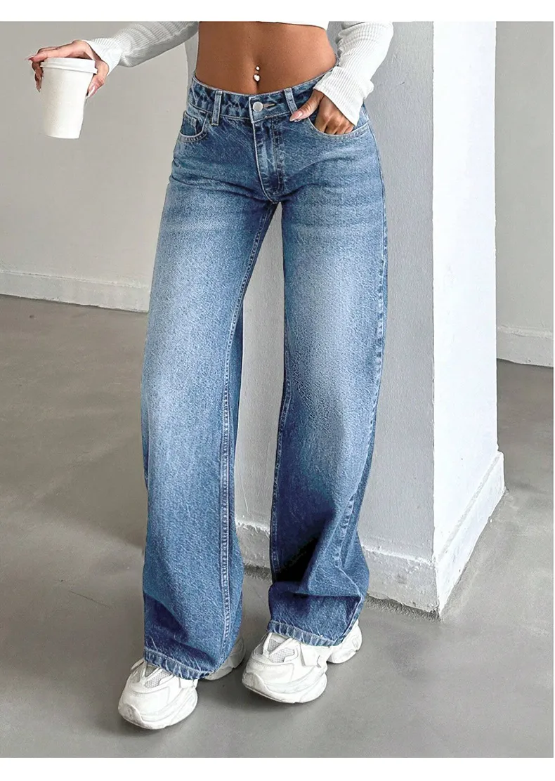 Women's Fashion Stretch Jeans - Low-Waist Loose Fit Trendy Denim Pants for a Stylish European & American Look showcase 5