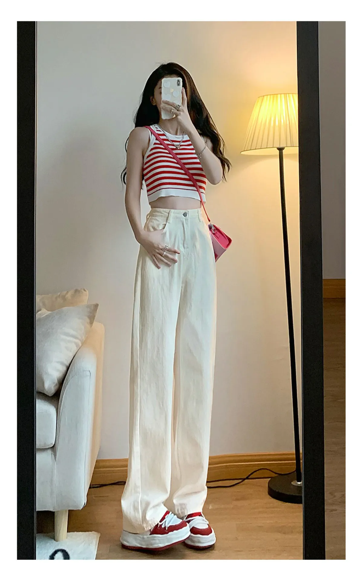 Vintage Hong Kong Style High Waist Wide Leg Jeans for Women - Loose Fit Straight Leg Denim Pants for a Chic Casual Look showcase 4