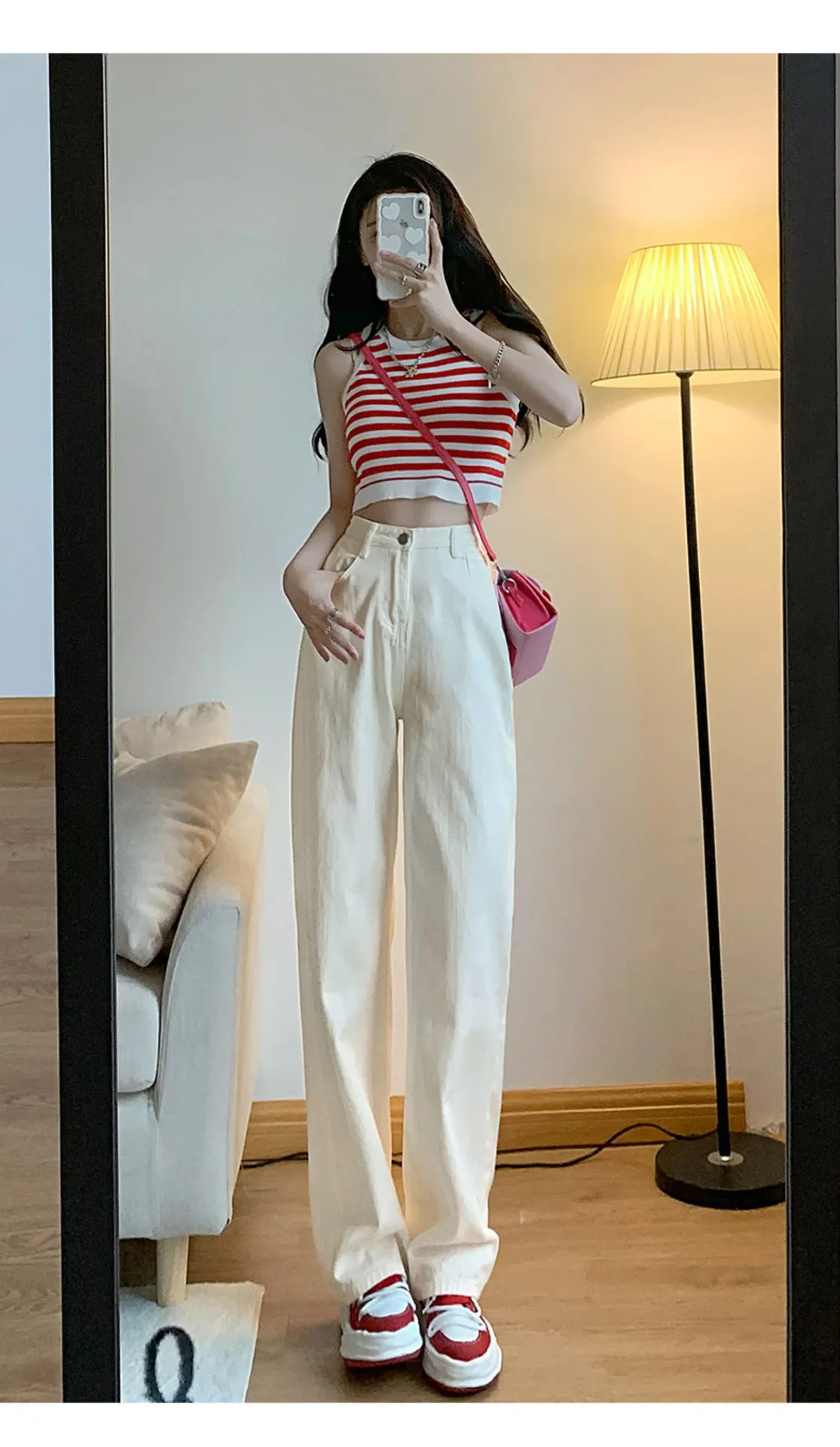 Vintage Hong Kong Style High Waist Wide Leg Jeans for Women - Loose Fit Straight Leg Denim Pants for a Chic Casual Look showcase 6