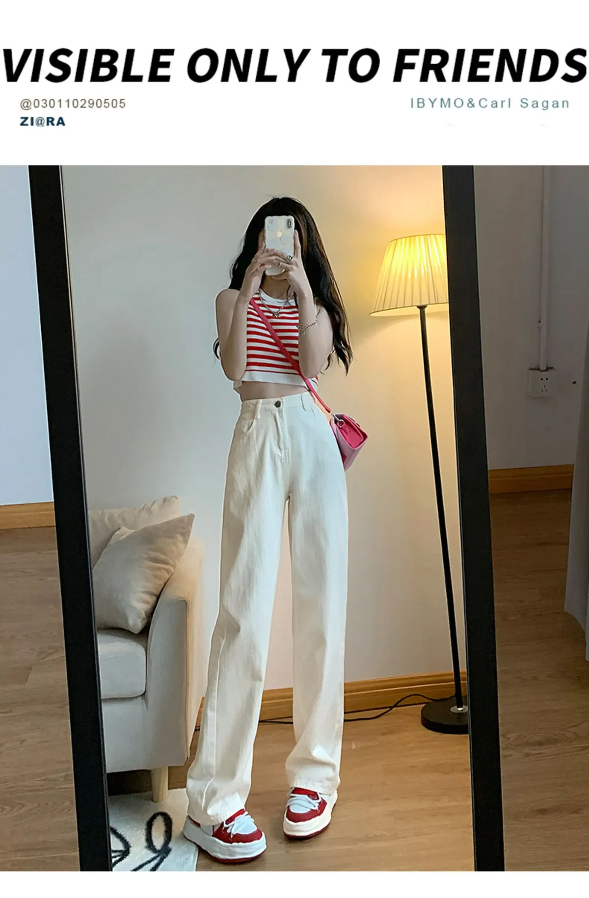 Vintage Hong Kong Style High Waist Wide Leg Jeans for Women - Loose Fit Straight Leg Denim Pants for a Chic Casual Look showcase 1