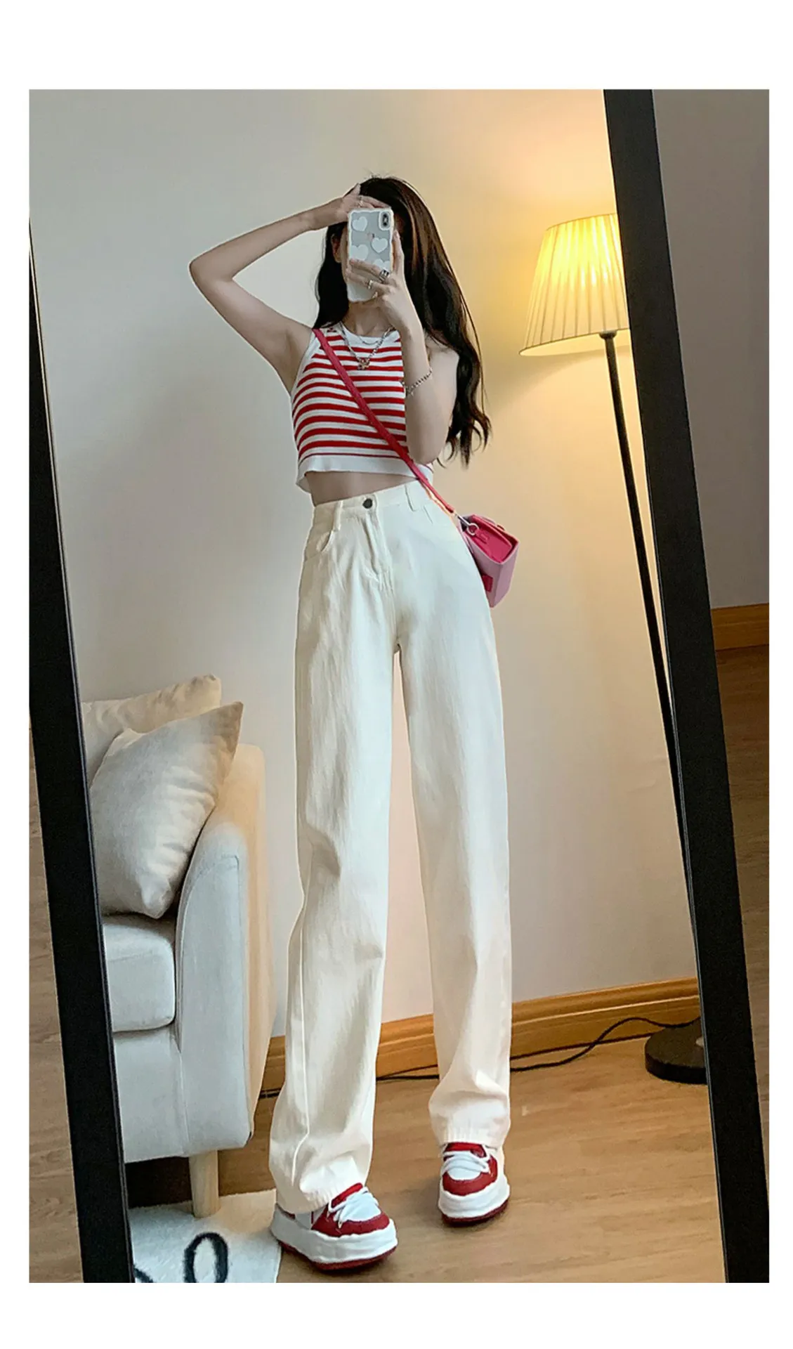 Vintage Hong Kong Style High Waist Wide Leg Jeans for Women - Loose Fit Straight Leg Denim Pants for a Chic Casual Look showcase 7