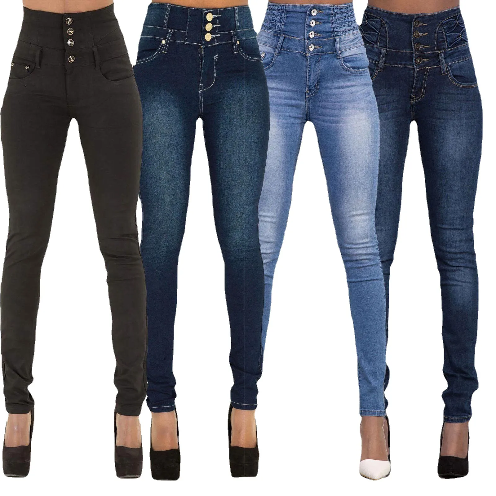 Women's High Waist Slim Stretch Skinny Jeans - Plus Size Fashionable Denim Trousers for Everyday Wear thumbnail 1